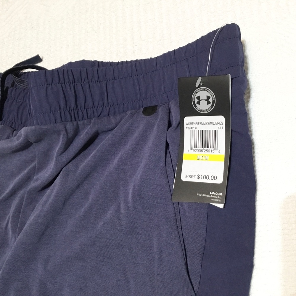 NWT $100 Under Armour Size M Loose Fit Wide Leg Athletic Pants Adjustable Length
